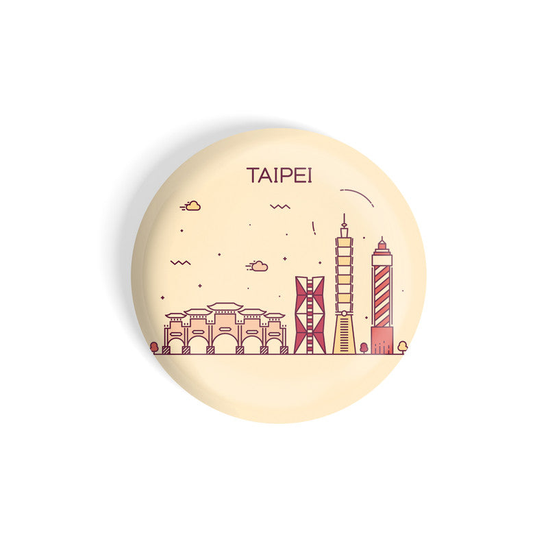 dhcrafts Round Fridge Magnet Brown Color Taipei Glossy Finish Design Pack of 1 (58 mm)